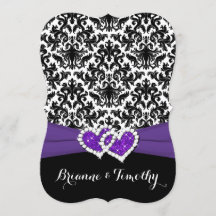 ウェディング |白黒紫 |ダマスク |ハート