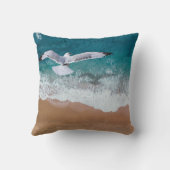 ウェディング 🌴💍 砂に書かれた海岸のカップルの名前 クッション (裏面)