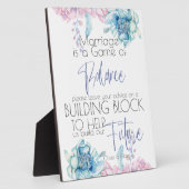 ウェディング | 空の青とバブルガムピンクの芍薬 フォトプラーク (側面)