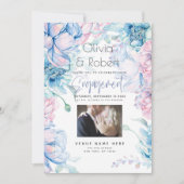 ウェディング | 空の青とバブルガムピンクの芍薬 招待状 (正面)