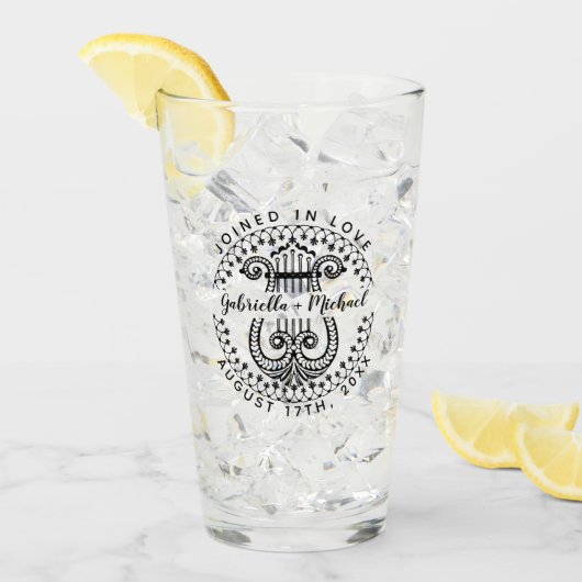 ウェディング 結婚 カップル 名前 | エレガント オーナメント ハープ タンブラーグラス (アイス正面)