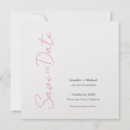 ウェディング 結婚 ミニマリスト カリグラフィー ピンク ホワイト セーブザデート