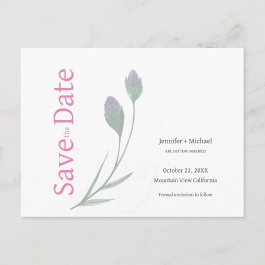 ウェディング 結婚 書道 花 黒 白 案内ポストカード (正面)