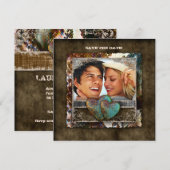 ウェディング 西部 スエード 婚約 バレンタイン 招待状 (正面/裏面)