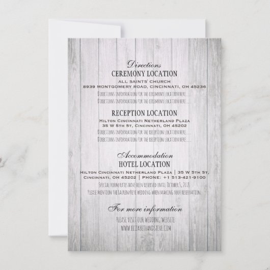 ウェディング 詳細 レース ひまわり 木 & ストリング ライト 招待状 (正面)