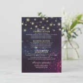 ウェディング 詳細 花飾り 紫色 グリッター ストリング ライト 招待状 (スタンド正面)