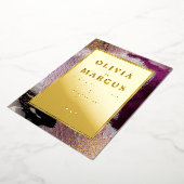 ウェディング | 金ゴールドエレガントカシスプラムブラシストローク 箔招待状 (回転した状態)