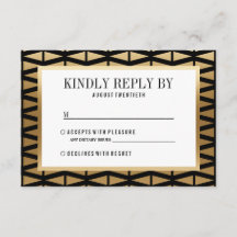 ウェディング |金ゴールドモダンと黒の幾何学的