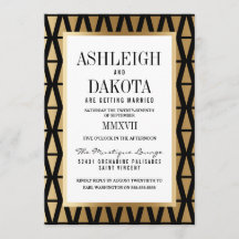 ウェディング |金ゴールドモダンと黒の幾何学的