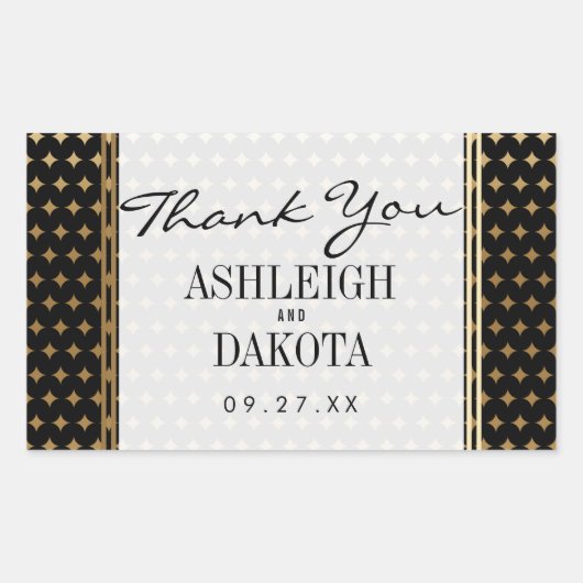ウェディング |黒のフォーマル金ゴールドグラデーションダイヤモンド 長方形シール (正面)