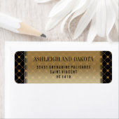 ウェディング |黒フォーマルの金ゴールドパターン ラベル (インサイチュ)
