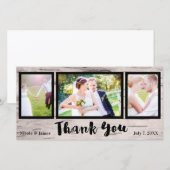 ウェディング ３ フォト ピクチャー ラスティック バーチ サンクスユー サンキューカード (正面/裏面)