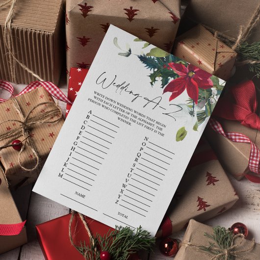 ウェディング A-Z ポインセチア ブライダルシャワー ゲーム カード