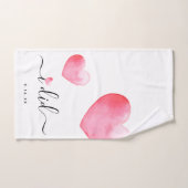 ウェディング | I Did |水彩ハート |日付 バスタオルセット (ハンドタオル)