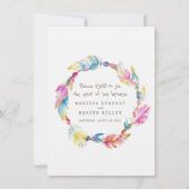 ウェディング RSVP ボヘミアンフェアー ネイティブ トライバルリース 招待状 (正面)