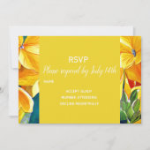 ウェディング RSVP 黄色 花 国 rustic 招待状 (正面)