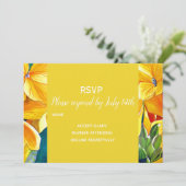 ウェディング RSVP 黄色 花 国 rustic 招待状 (スタンド正面)