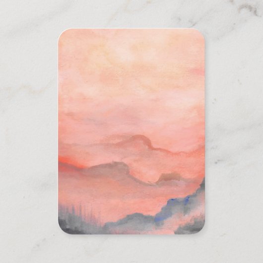 ウェディング RSVP QR コード サンセット マウンテン エンクロージャーカード (裏面)