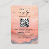 ウェディング RSVP QR コード サンセット マウンテン エンクロージャーカード (正面)