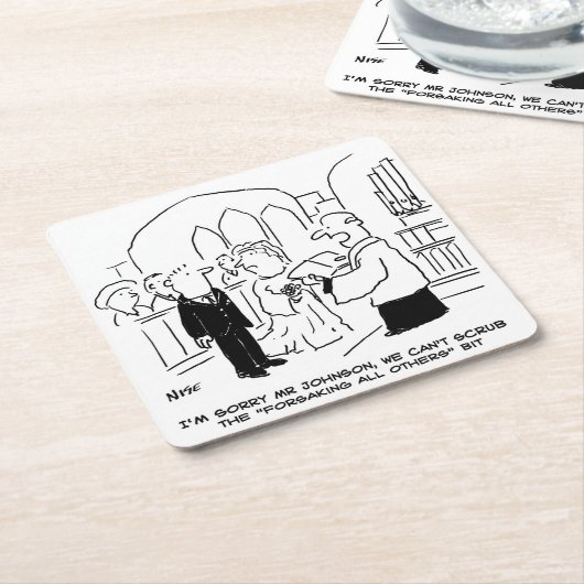 ウェディング.VicarとBridegroomのジョーク スクエアペーパーコースター (アングル)