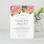 ウェディングINVITEシックなピンクのフローラ牡丹の花 招待状 (スタンド正面)