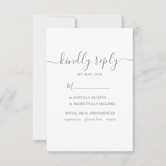 ウェディングRSVPと食事の選択 出欠カード (正面)