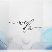 ウェディングRSVPアクアグラデーションブルー金ゴールド 三つ折りカード (内部中)