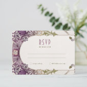 ウェディングRSVPアールヌーボーウィリアム・モリス・ラベンダーI 招待状 (スタンド正面)