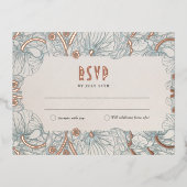 ウェディングRSVPインサートパインパビクトリアンンネル 箔招待状ポストカード (正面)
