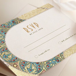 ウェディングRSVPインサートヴィンテージアールヌーボーバイミュシャI 招待状