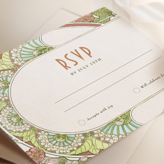 ウェディングRSVPインサートヴィンテージアールヌーボーバイミュシャI 招待状