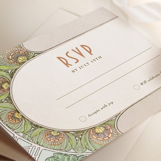 ウェディングRSVPインサートヴィンテージアールヌーボーバイミュシャI 招待状