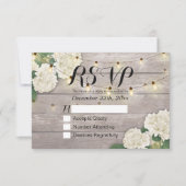 ウェディングRSVPウッド素朴アジサイのストリングライト 出欠カード (正面)
