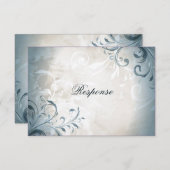 ウェディングRSVPエレガントヴィンテージの葉と渦巻き 出欠カード (正面/裏面)