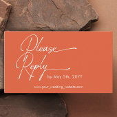 ウェディングRSVPオモダンレはっきりしたンジQRコード エンクロージャーカード