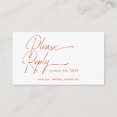 ウェディングRSVPオレンモダンジ文字QRコード エンクロージャーカード (正面)