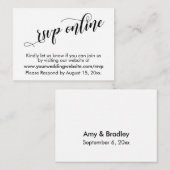 ウェディングRSVPオンラインエレガントタイポグラフィ挿入カード エンクロージャーカード (正面/裏面)