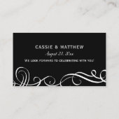 ウェディングRSVPオンラインカード | 黒エレガント旋回 エンクロージャーカード (裏面)