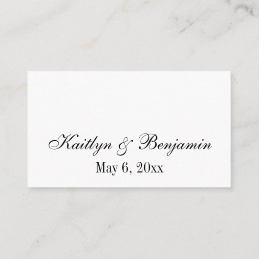 ウェディングRSVPオンラインシンプルエレガント白黒 エンクロージャーカード (裏面)