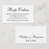 ウェディングRSVPオンラインシンプルエレガント白黒 エンクロージャーカード (正面/裏面)