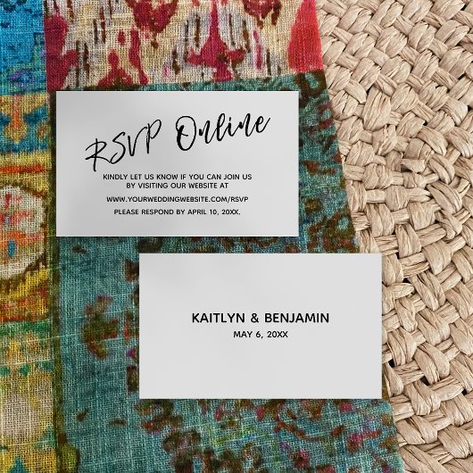 ウェディングRSVPオンライン手書きカジュアル挿入カード エンクロージャーカード