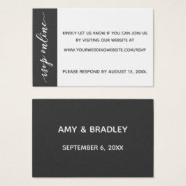 ウェディングRSVPオンライン挿入ダークグレー&ホワイト