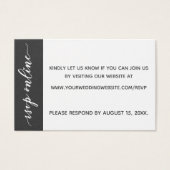 ウェディングRSVPオンライン挿入ダークグレー&ホワイト (正面)