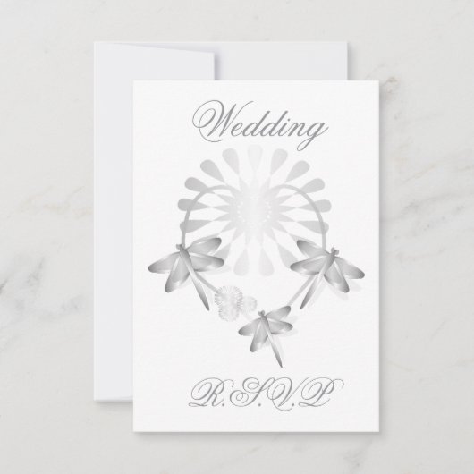 ウェディングRSVPカードシルバートンフライハート 出欠カード (正面)