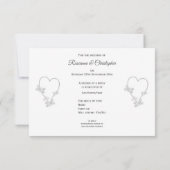 ウェディングRSVPカードシルバーハート蝶 招待状 (裏面)