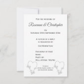 ウェディングRSVPカードシルバーハート蝶 招待状 (裏面)