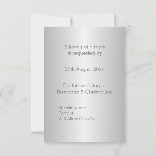 ウェディングRSVPカードシルバーハート 出欠カード (裏面)