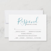 ウェディングRSVPカードテンプレートターコイズブルー 招待状 (正面)