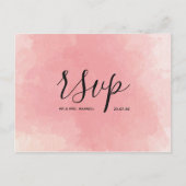 ウェディングRSVPカードピンクの水色のスクリプトポストカード インビテーションポストカード (正面)