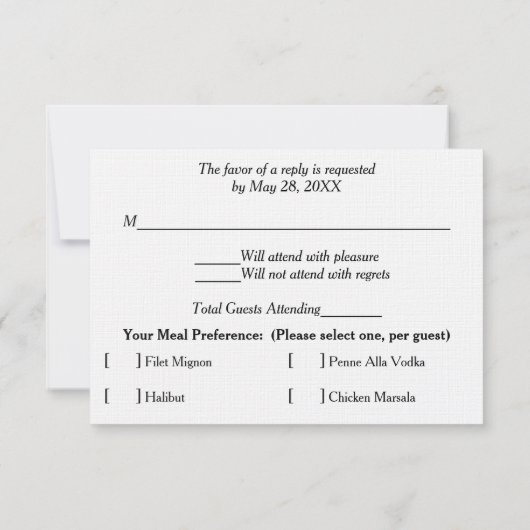 ウェディングRSVPカードブルーアジサイフローラ 出欠カード (裏面)